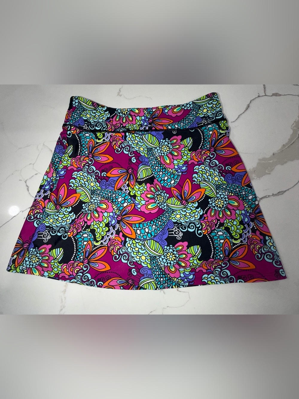 Southwind Apparel Printed Skort XS Multi Color Psychedelic Floral Paisley Pocket